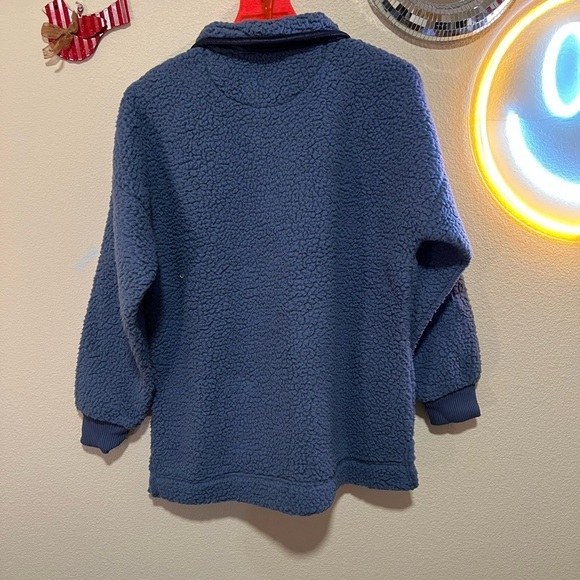 NWOT Aerie Blue Sherpa pullover quarter zip sweater size small - Picture 5 of 5